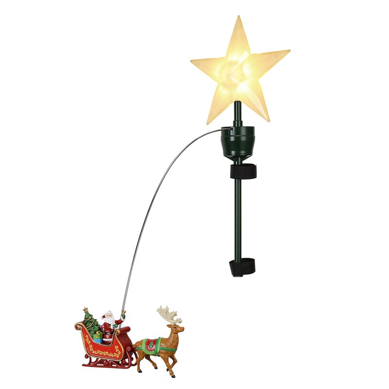 The Holiday Aisle Animated Santa's Sleigh Tree Topper & Reviews | Wayfair